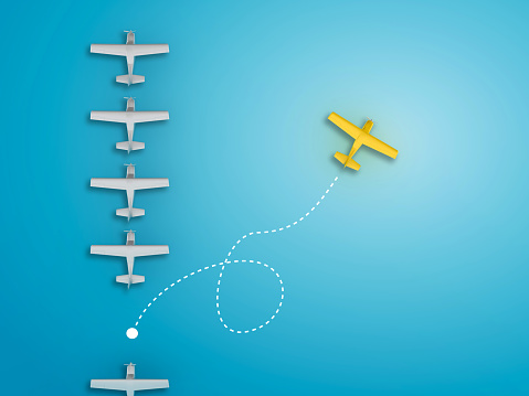 Airplanes Teamwork Concept - 3D Rendering