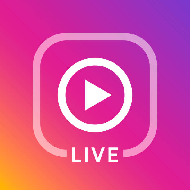 Live icon for social media. Streaming sign. Broadcasting logo. Play button. Online blog banner. Vector illustration design Live icon for social media. Streaming sign. Broadcasting logo. Play button. Online blog banner. Stream stock illustrations
