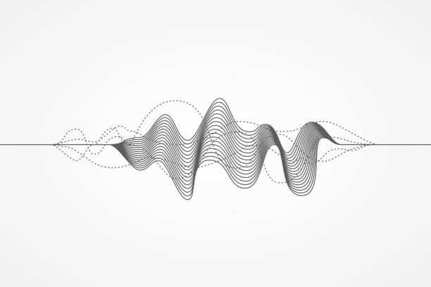 音楽ラジオの音波。オーディオデジタルレコード、振動、パルスと音楽のサウンドトラックのサイン。ベクターの図。フラットデザイン - 敗北点のイラスト素材／クリップアート素材／マンガ素材／アイコン素材