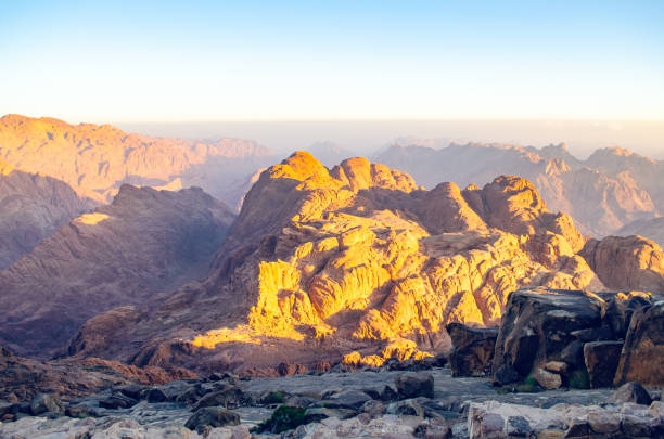 istock Mountain landscape at sunrise, view from Mount Moses, Sinai Peninsula, Egypt 1226428556