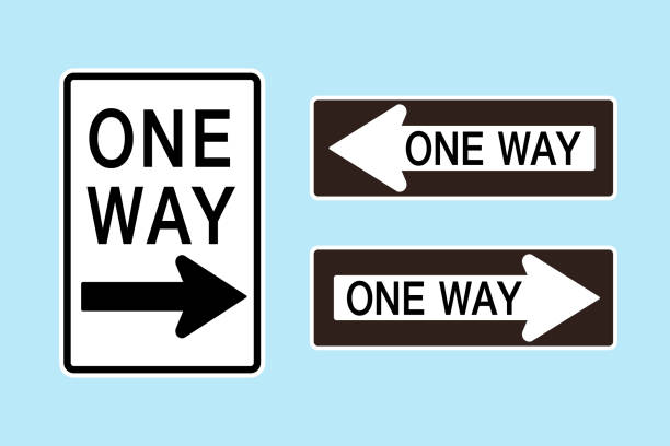 ilustrações, clipart, desenhos animados e ícones de eua sinal one way , ilustração vetorial - one way street sign