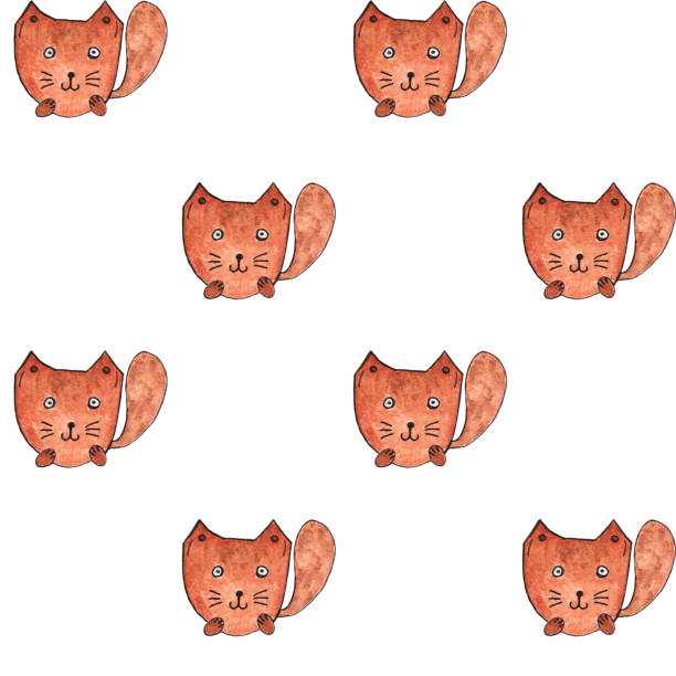 ilustrações de stock, clip art, desenhos animados e ícones de a fox, seamless pattern. watercolor hand drawn, a fox head seamless background - watercolor paper flash