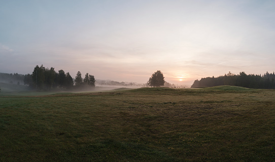 Sun rise in a field