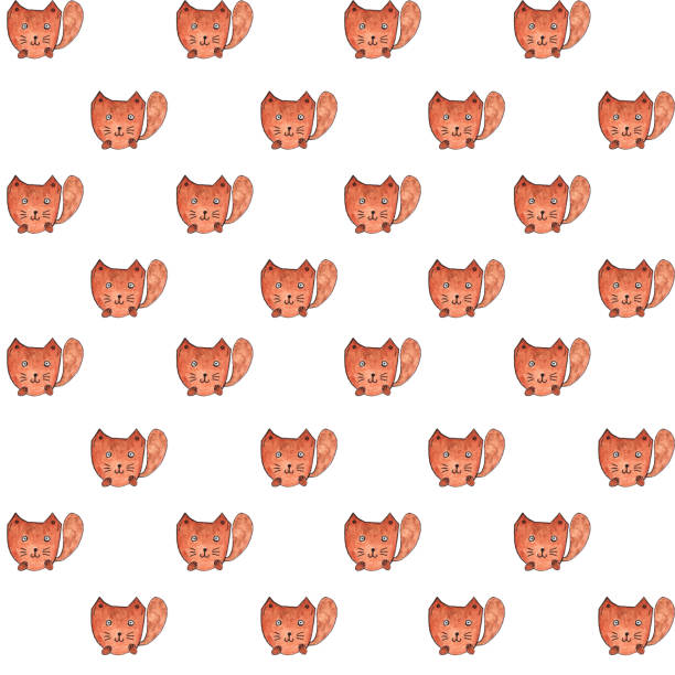 ilustrações de stock, clip art, desenhos animados e ícones de a fox, seamless pattern. watercolor hand drawn, a fox head seamless background - watercolor paper flash