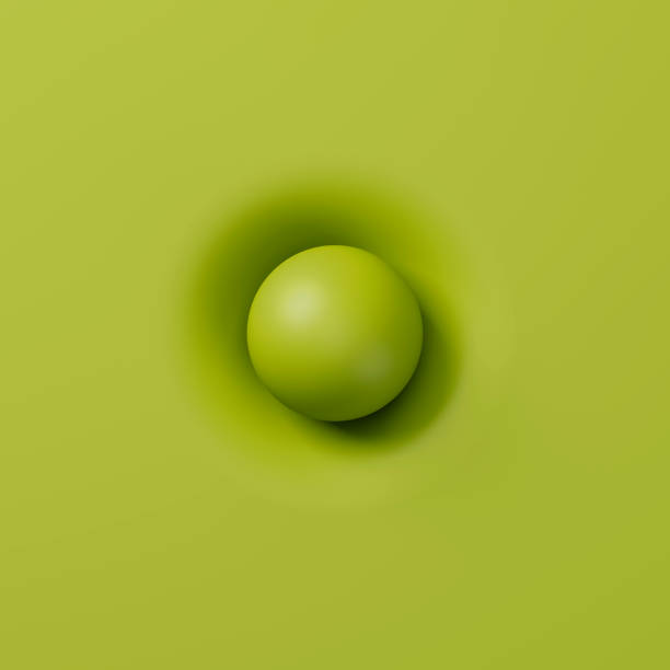 a green ball on a green canvas deforms the plane