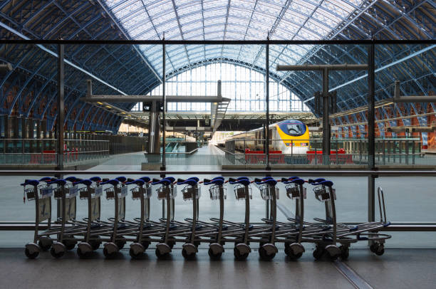 Eurostar at St Pancras Station in London LONDON, UK - CIRCA MARCH 2012: A Eurostar train at St Pancras International station. Eurostar stock pictures, royalty-free photos & images