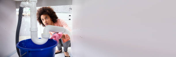 istock Woman Looking At Water Leaking From Sink Pipe 1226433136
