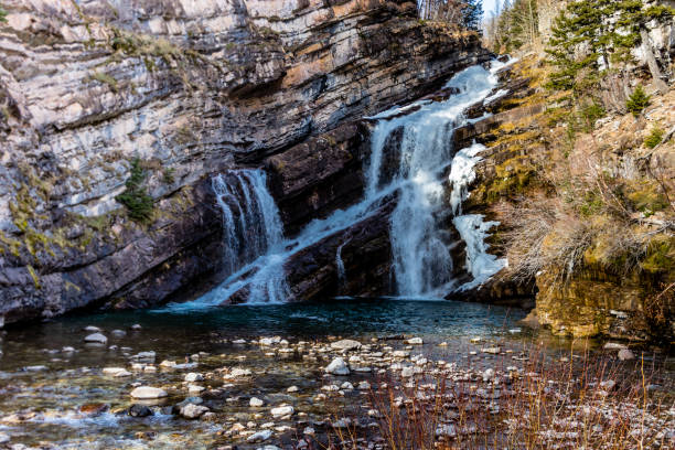 Cameron falls in late fall. Waterton Lakes National Park, Alberta, Canada