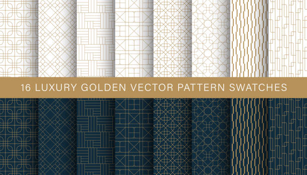 ilustrações de stock, clip art, desenhos animados e ícones de luxury geometric golden vector pattern swatches - lily flower vector red