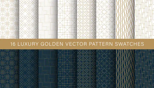 Vector illustration of Luxury geometric golden vector pattern swatches