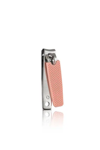 Photo of Stainless steel nail clippers isolated on white background