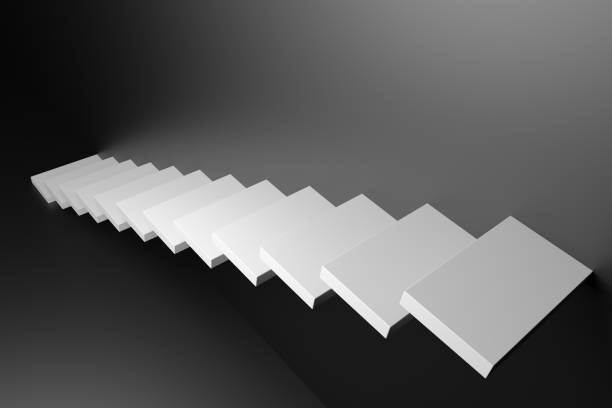 istock White ascending stairs in black room black abstract 3D illustration 1226455500