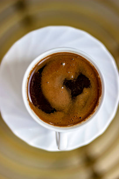 istock Bird eyes view of coffee cup on tea table 1226457369
