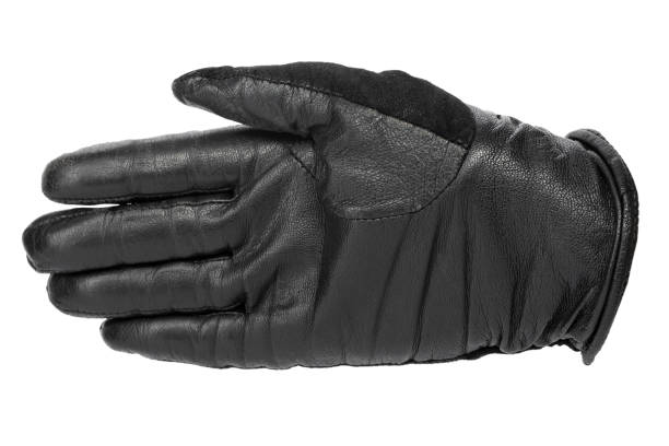 istock a hand in a black leather glove is turned palm forward. 1226458675