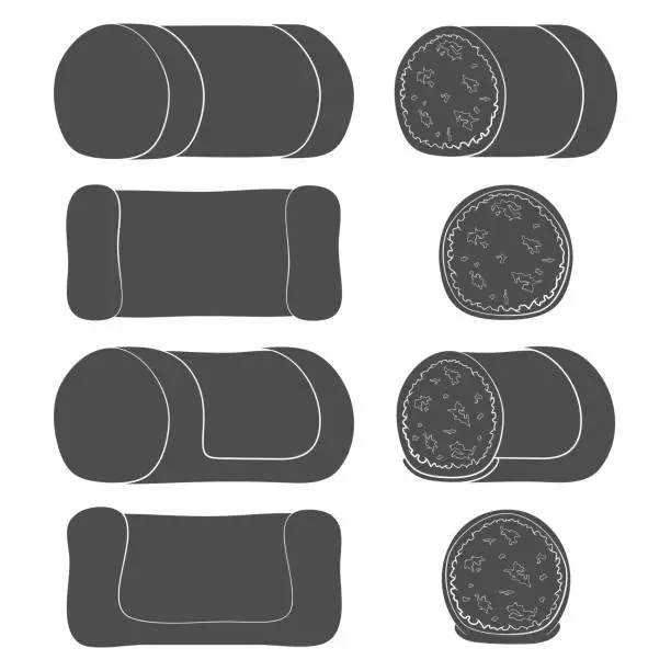 Vector illustration of Set of black and white illustrations with punschrulle, dammsugare. Isolated vector objects.
