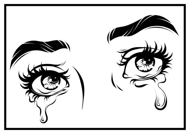 ilustrações de stock, clip art, desenhos animados e ícones de crying eyes in comic book style . - chorar ilustrações