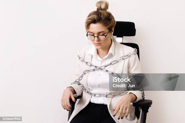 business woman tied up when trying to bribe Stock Photo - Alamy