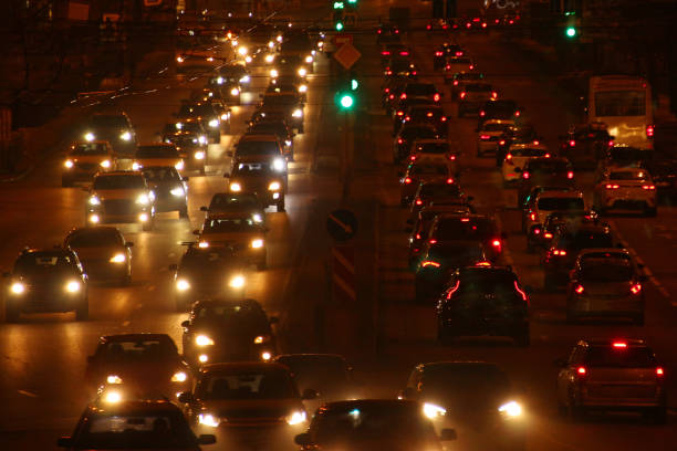 istock car traffic on a night road 1226470285