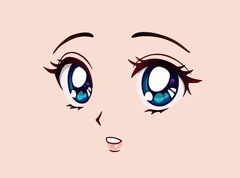 Ilustración de Cara De Anime Sorprendida Estilo Manga Grandes Ojos Azules  Nariz Pequeña Y Boca Kawaii y más Vectores Libres de Derechos de  Adolescente - iStock