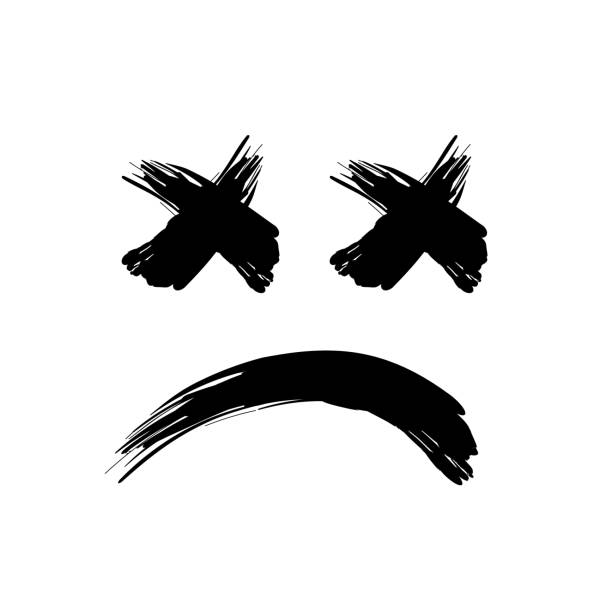 grunge black abstract textured vector smile. Vector design grunge element. Vector abstract smileys face paintbrush. Vintage vector shape. Retro vector smile grunge black abstract textured vector smile. Vector design element. Vector abstract face paintbrush. Vintage vector shape. Marshmello black face paint stock illustrations