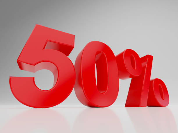 istock Fifty percent 50% white background three dimensional 1226477817