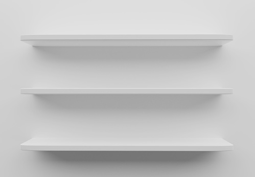 White shelf on white wall