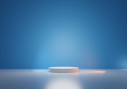 Round Podium Or Pedestal With Blue Background Stock Photo - Download Image  Now - Backgrounds, Three Dimensional, Podium - iStock