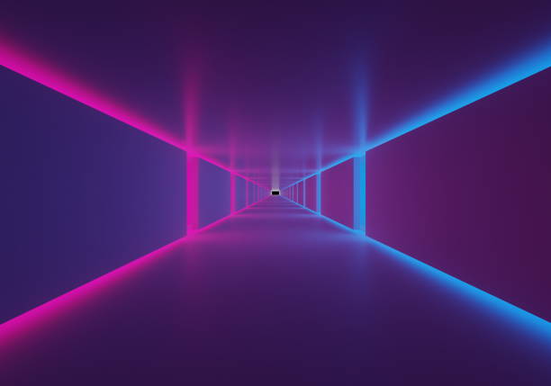 istock Futuristic tunnel 3d render with Neon Lights 1226478941