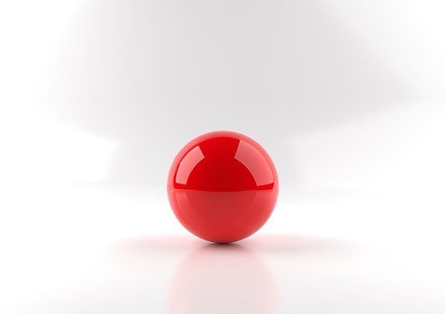 Red ball on white background 3d render