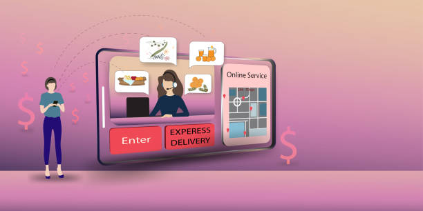 istock Vector illustration woman using cell phone shopping online on website, A girl ordering essential on mobile application, New normal life with Digital technology and Online delivery service concept 1226484629