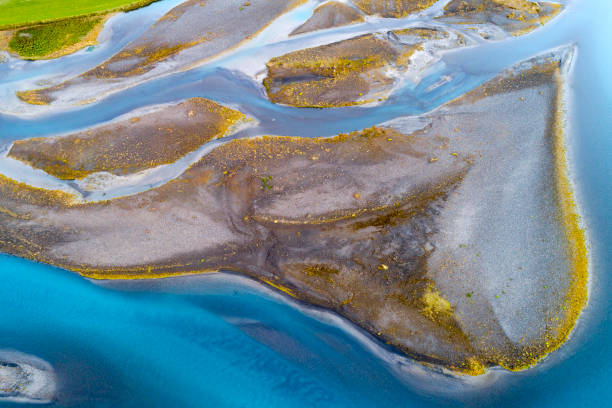istock Abstract pattern of braided river in Iceland, aerial view 1226489368
