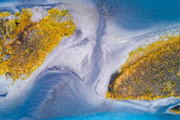 istock Abstract pattern of braided river in Iceland, aerial view 1226491623