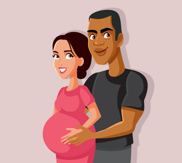 Mixed Race Family Expecting Baby Pregnancy Vector Stock Illustration -  Download Image Now - Pregnant, Drawing - Art Product, Happiness - iStock