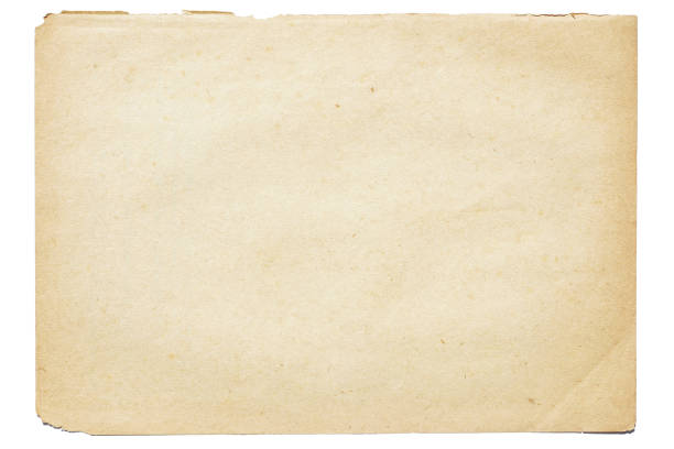 istock Isolated old brown worn out ripped yellow background paper texture with stain 1226496840