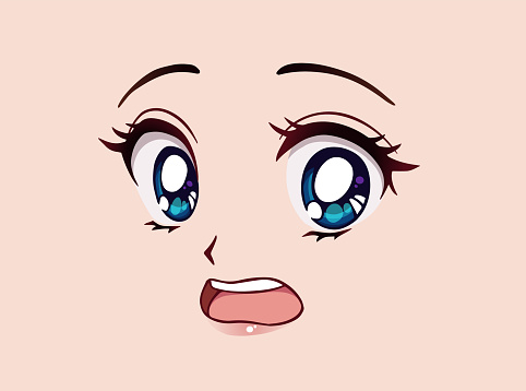 Ilustración de Cara De Anime Asustada Estilo Manga Grandes Ojos Azules  Nariz Pequeña Y Boca Kawaii y más Vectores Libres de Derechos de  Adolescente - iStock