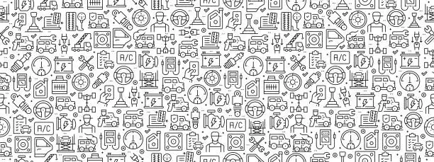 Vector illustration of Seamless Pattern with Car Service Icons