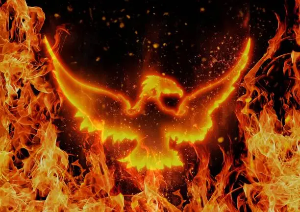 Photo of Abstract phoenix flapping the darkness