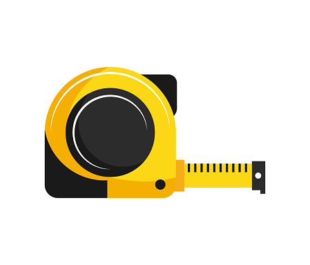 yellow tape measure icon. vector illustration