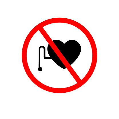 No Access For Persons With Pacemakers Symbol, Vector Illustration, Isolate White Background Icon. EPS10