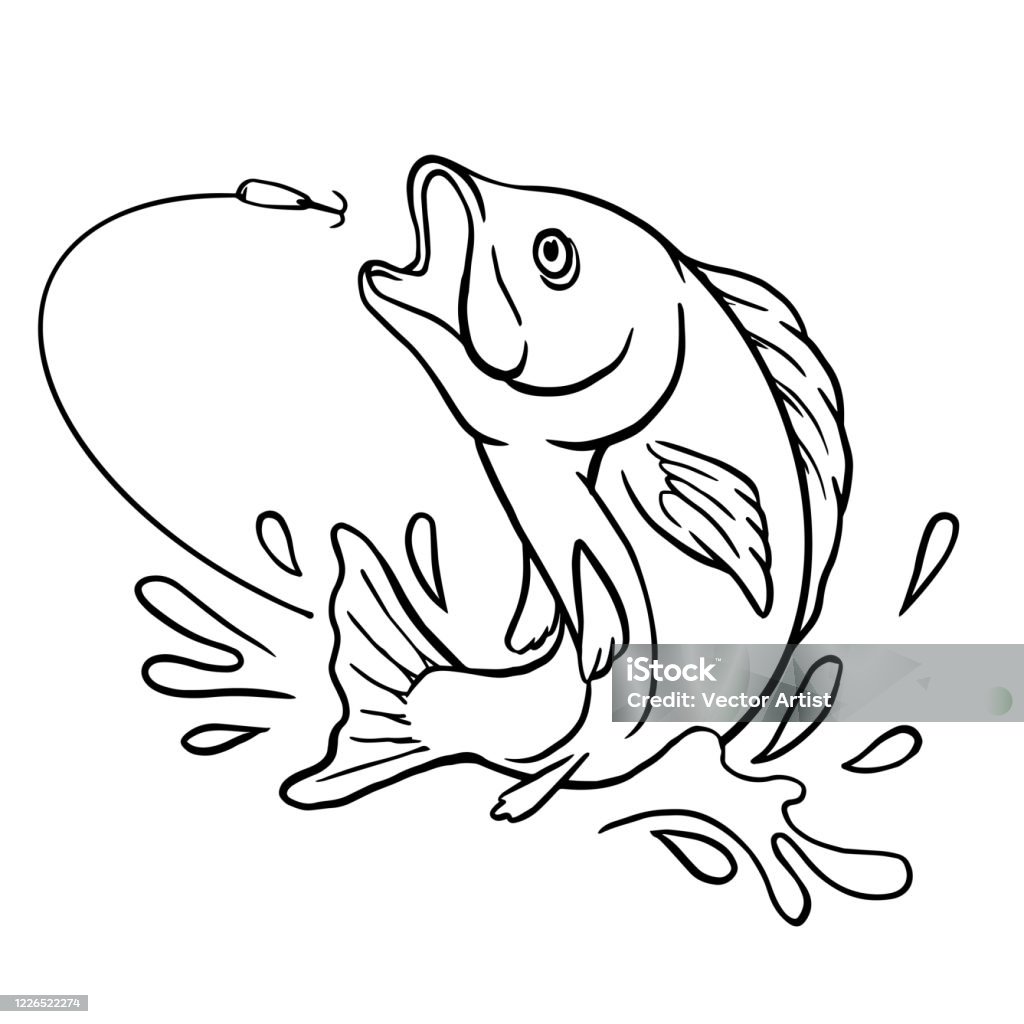 Bản Vẽ Phác Thảo Câu Cá Cá Nhảy Để Ăn Móc Mồi Với Ảnh Minh Họa ...