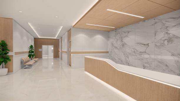 istock 3d rendering. Interior hospital modern design . Row of empty hospital beds and various first aid medical equipment in empty emergency room Medical practice concept. 1226523627