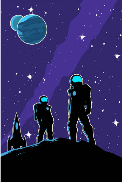 istock Vector Astronaut Couple Silhouette in Space Stock illustration 1226524368
