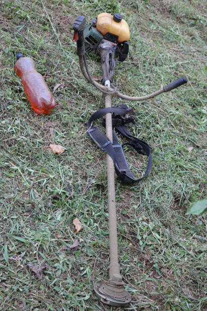 istock Weed cutter powered by gasoline kept in ground after work 1226531097
