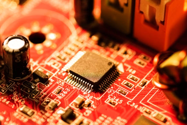 istock Computer chip in the motherboard, closeup shot, top view. 1226531166