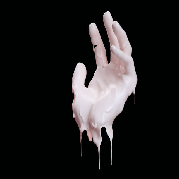 Dripping paint on hand isolated on black, 3d rendering Dripping paint on hand isolated on black, 3d rendering 3d printing hand stock pictures, royalty-free photos & images