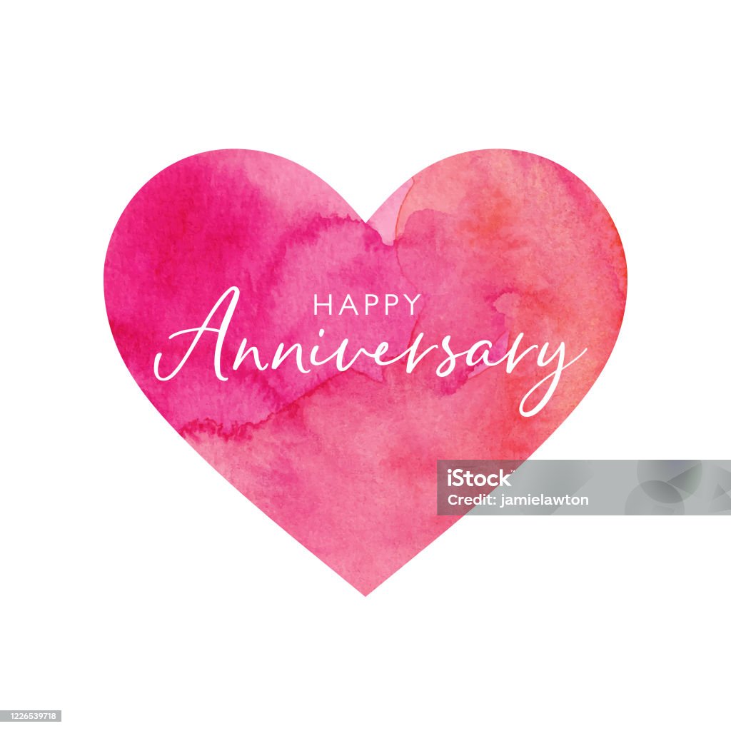 Happy Anniversary Watercolour Heart Stock Illustration - Download ...