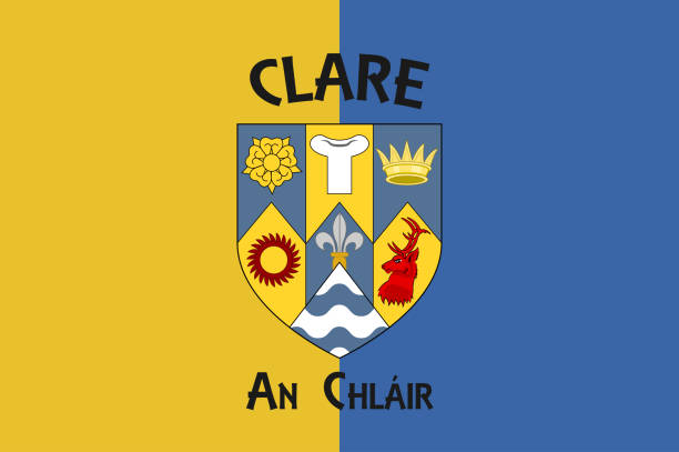 flaga hrabstwa clare w munster irlandii - munster province illustrations stock illustrations