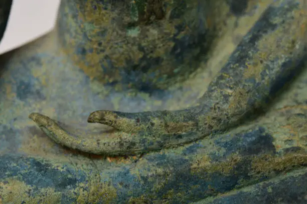 Photo of Close-up Hand Buddha statue old bronzes