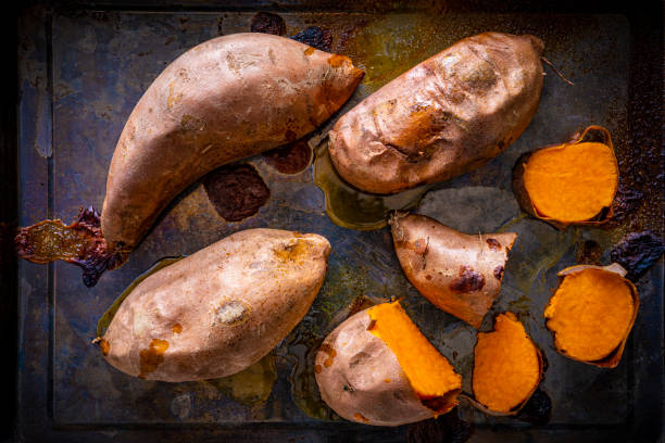 istock Roasted sweet potato in iron tray oven cooked 1226543930