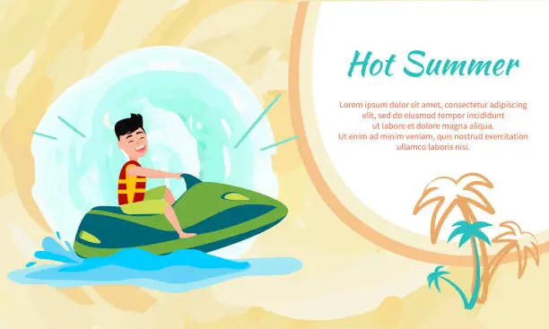 Vector illustration of Hot Summer Poster with Place for Text and Jet Ski